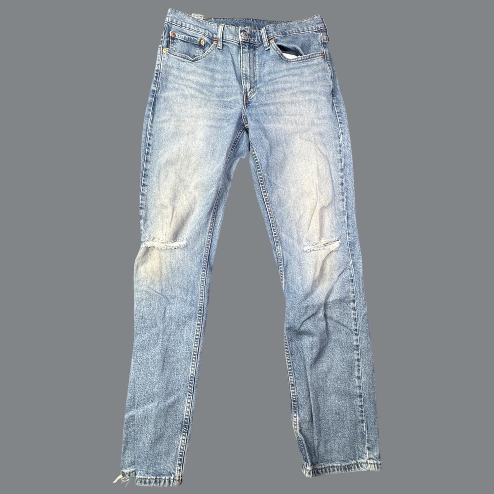 Levis 514 Straight Leg Jeans Mens 33x32 Light Wash Distressed Denim